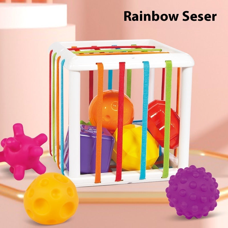 Shape Rattle Rainbow Cube – Baby’s Tactile Playtime Adventure