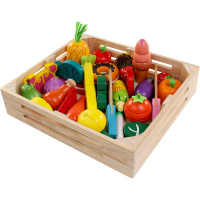 Little Chef’s Wooden Veggie Cutting Set – Safe & Fun Practice